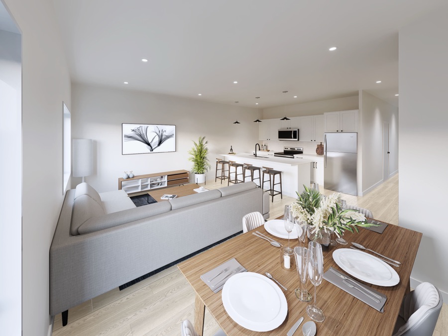 Dining area set for dinner
